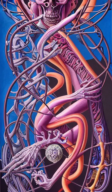 Image similar to a biomorphic painting of a magician tarot card, a anatomical medical illustration by nychos and alex grey, cgsociety, neo - figurative, pastel blues and pinks, detailed painting, rococo, oil on canvas, lovecraftian