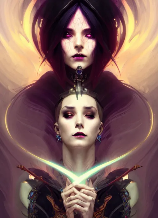 Image similar to a beautiful cinematic female Necromancer Sorceress, galatic shamen with Quantum energy fantasy, fantasy magic, short fade hair, undercut hairstyle, dark light night, intricate, elegant, sharp focus, illustration, highly detailed, digital painting, concept art, matte, art by WLOP and Artgerm and Greg Rutkowski and Alphonse Mucha, masterpiece