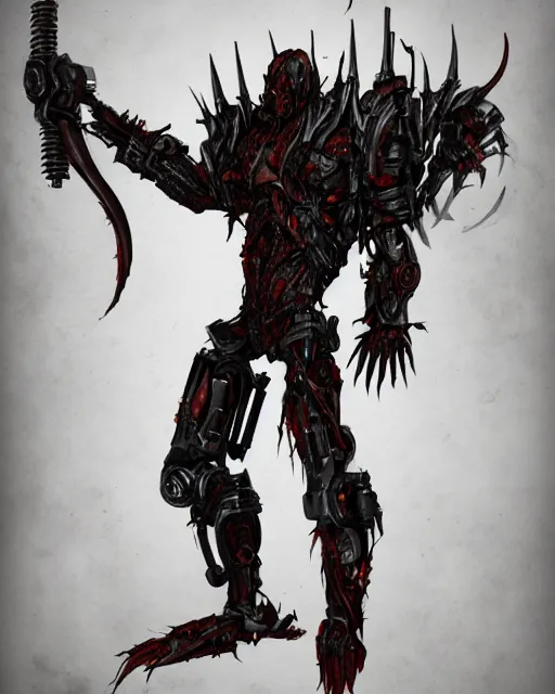 Prompt: bloody fleshmetal cyborg daemonhost, trending on artstation