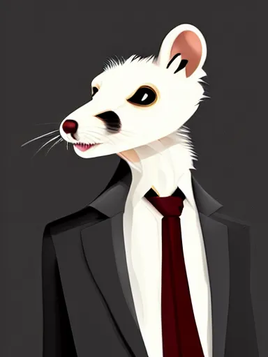 Image similar to beautiful furry art of ferret in smoking, in a formal suit, high quality, detailed, digital art