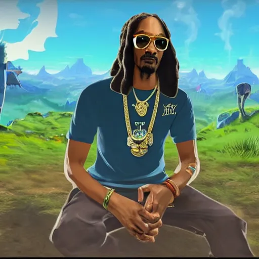 Image similar to Snoop Dogg in Breath of the Wild