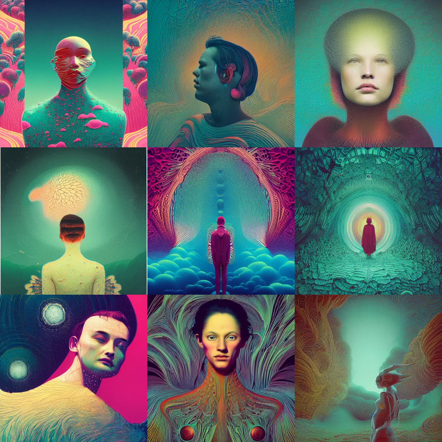 Prompt: kodak portra, 8 k, studio light, fine art portrait photography, victo ngai, fashion photography, kilian eng, camille vivier, moebius, digital art, masterpiece, fractal pattern background, alex grey, fantastically beautiful, beksinski, dan mumford, simon stalenhag, artstation, maxfield parrish