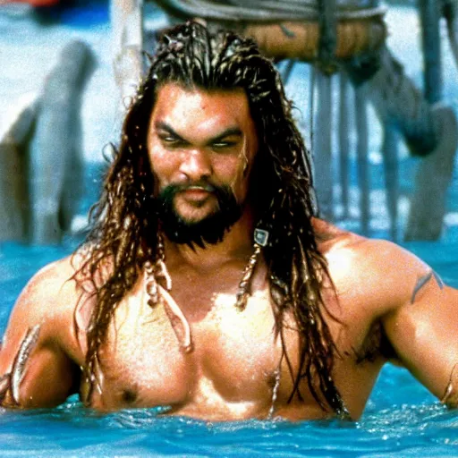 Image similar to A still of Jason Momoa in Waterworld (1995)