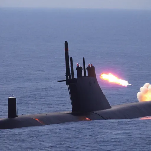 Image similar to a nuclear submarine launching one missile