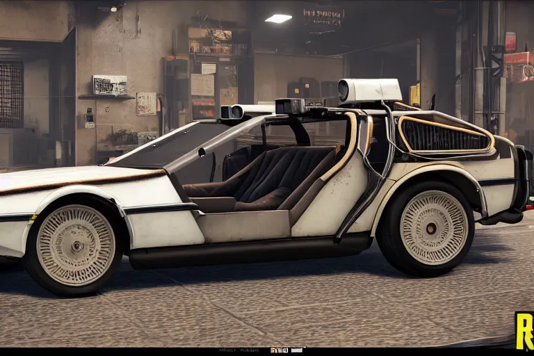 Image similar to 1 9 2 2 delorean by grand theft auto v, by red dead redemption 2, by cyberpunk 2 0 7 7