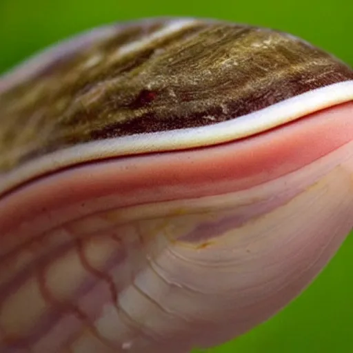 Image similar to an elongated mollusk which has the face of elon!!!!!!!!! musk!!!!!!!!!!