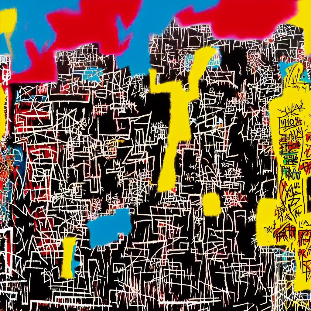 Image similar to punk rock cover, multilayer glitch effect in spatial perceptron synapses, matte painting, 4 k, epic composition, volumetric light, abstract illusionism, by jean - michel basquiat