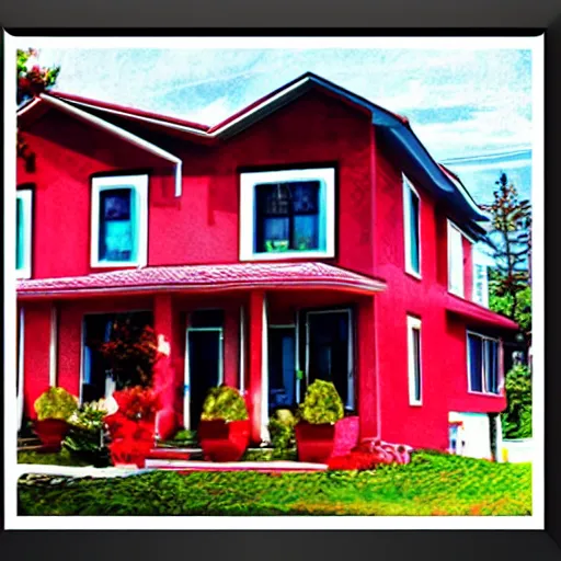 Image similar to posterized image a house, limited color pallet,