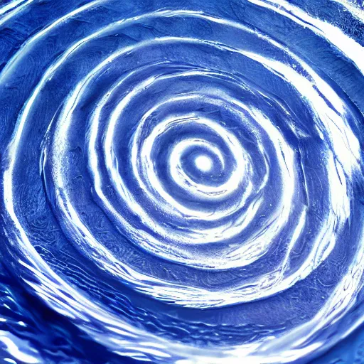 Prompt: water artwork manipulation in the shape of a 3 d spiral on the ocean water, ray tracing, realistic water, focus, long shot, 8 k resolution, cinematic, water art photoshop