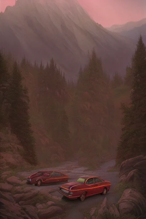 Image similar to Twin Peaks artwork by Michael Whelan Matte painting, trending on artstation and unreal engine