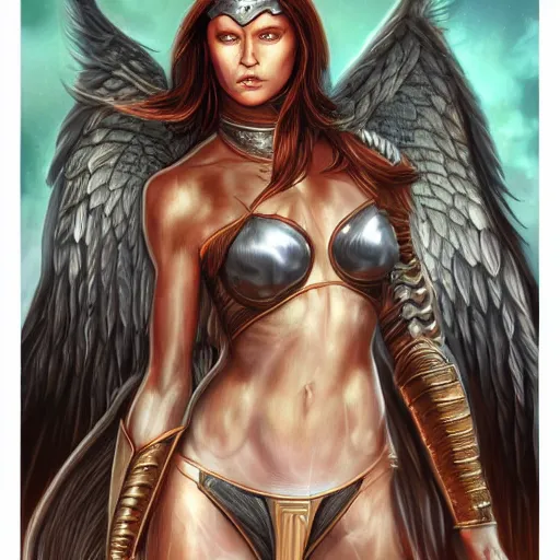 Image similar to female angel warrior. digital art, detailed by magali villeneuve