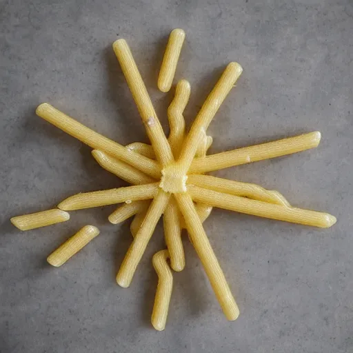 Prompt: star made of pasta floating in space