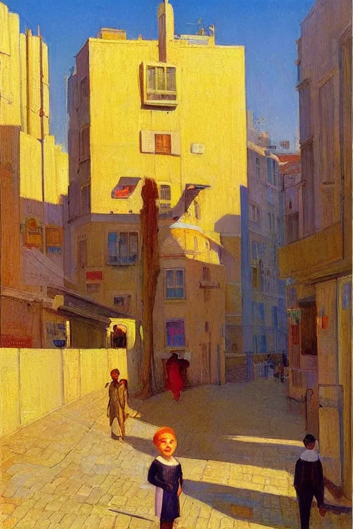 Image similar to tel aviv street, victor Nizovtsev, edward hopper