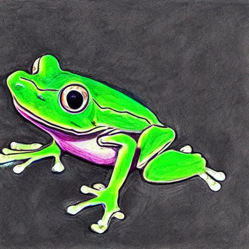 Prompt: a frog by internetsect, oil pastel, weird