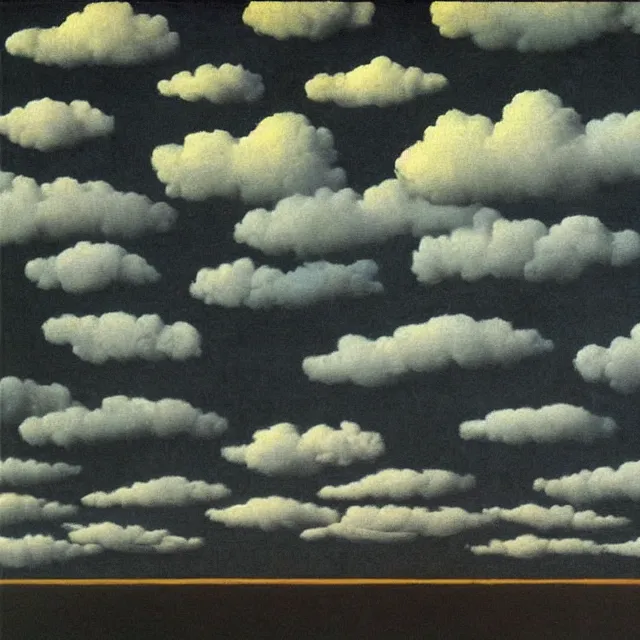 Image similar to dark clouds, detailed painting by rene magritte