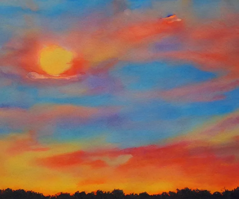 Image similar to clouds, sunrise, water painting