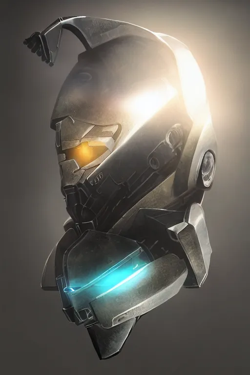 Image similar to robot ninja mask helmet halo master chief radiating a glowing aura global illumination ray tracing hdr fanart arstation by ian pesty and katarzyna da „ bek - chmiel