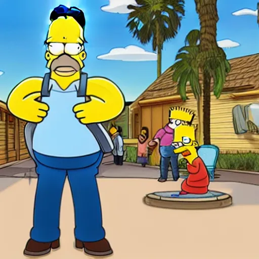 Image similar to Homer Simpson as a Grand Theft Auto 5 character