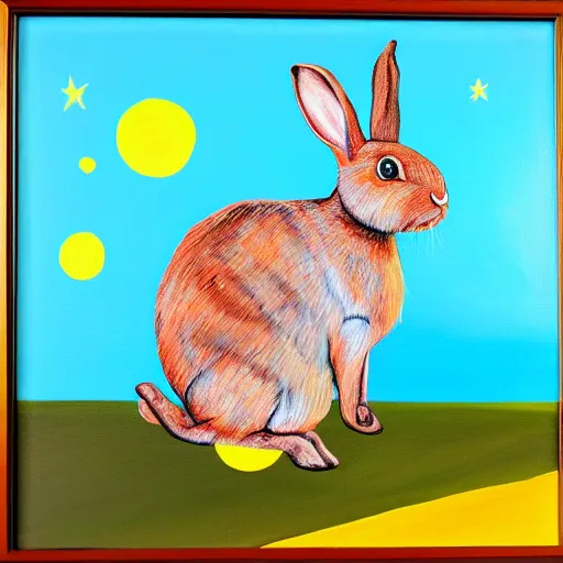 Prompt: A painting of a rabbit on the Mars, in the style of Flooko, acrylic art, detailed