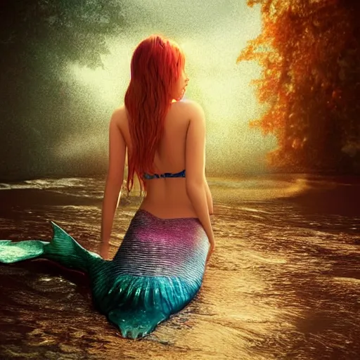 Prompt: mermaid dreaming masterpiece digital art, redshift render, hyperrealistic,