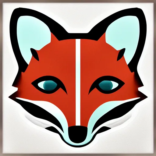 Image similar to an abstract, simplified icon depicting a fox, white background, render, blender, 3d