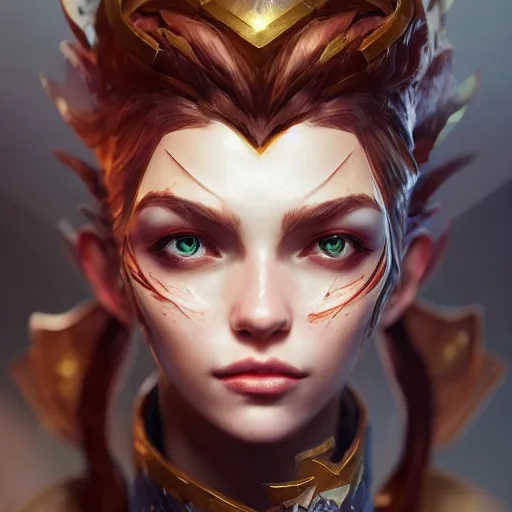 Image similar to league of legends portrait, au naturel, hyper detailed, digital art, trending in artstation, cinematic lighting, studio quality, smooth render, unreal engine 5 rendered, octane rendered, art style by klimt and nixeu and ian sprigger and wlop and krenz cushart.