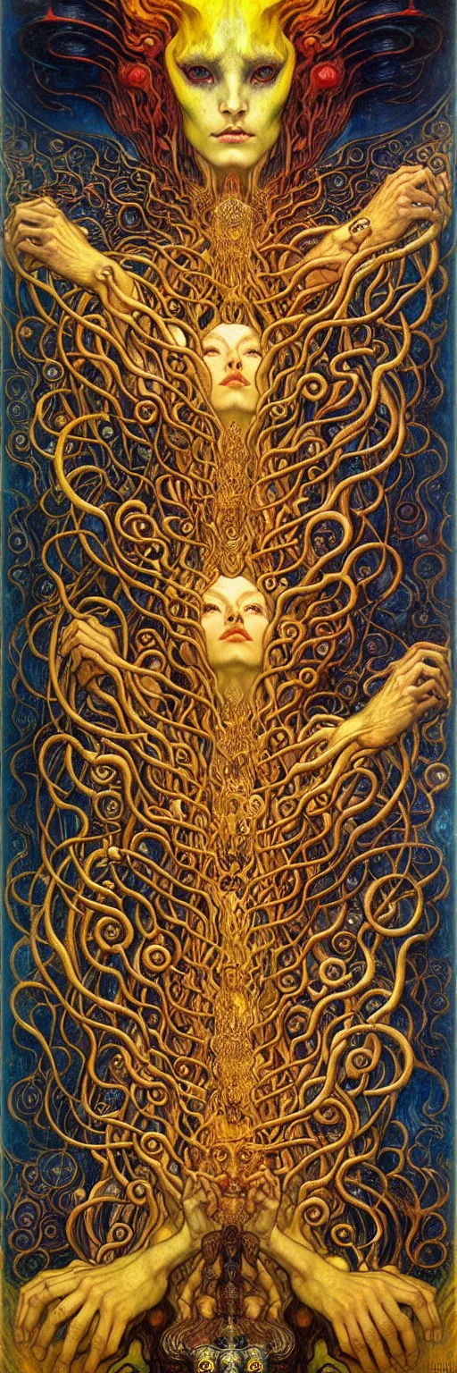 Image similar to Divine Chaos Engine by Karol Bak, Jean Delville, William Blake, Gustav Klimt, and Vincent Van Gogh, symbolist, visionary