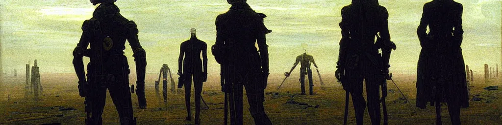 Image similar to cyborgs by caspar david friedrich