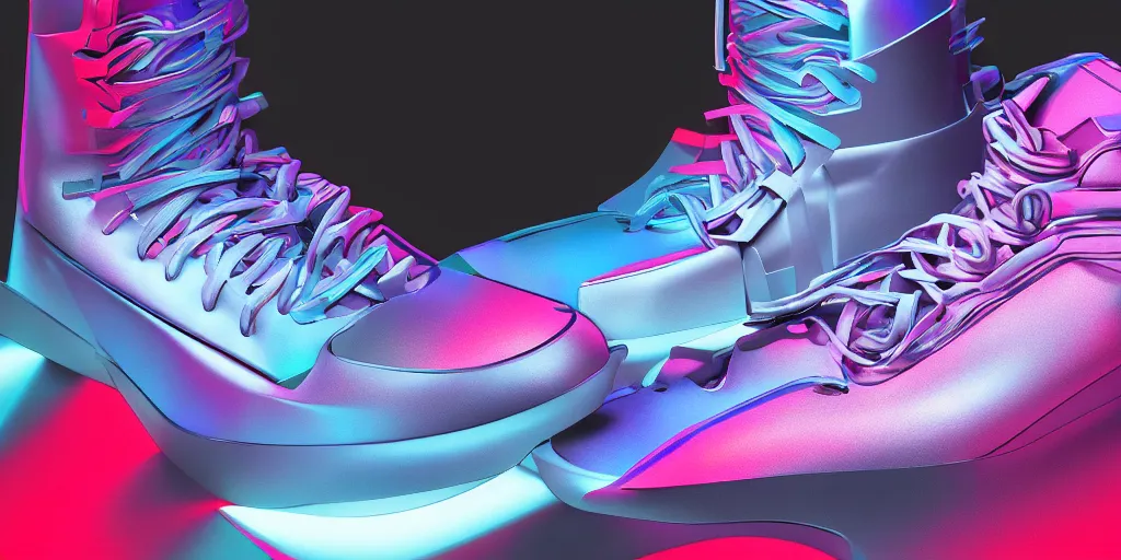 Prompt: futuristic balenciaga and vetements sneakers by felipe pantone ultra rendered extreme realism and detail, 8 k, highly detailed, realistic, pbr, surreal, hyper realistic, colorful, direct lighting, photorealistic,