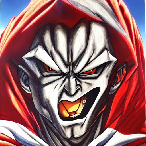 Image similar to ultra realistic portrait painting of spawn, art by akira toriyama, 4 k, dragon ball artstyle, cel shaded, highly detailed, epic lighting