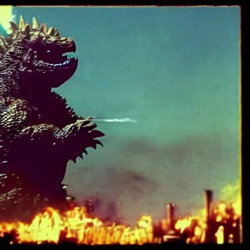 Image similar to godzilla wearing shades and smoking a blunt of marijuana