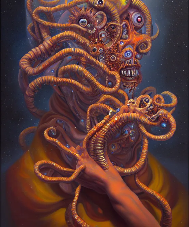 Image similar to an oil on canvas portrait painting, polycount, surrealism, surrealist, lovecraftian, cosmic horror, high detail