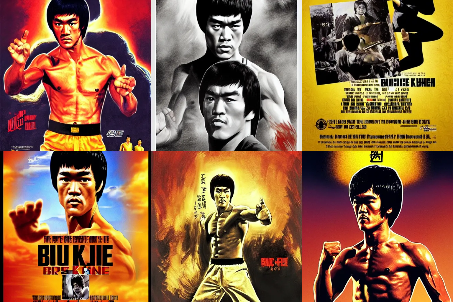 Prompt: Bruce Lee movie poster by Thomas Kincade trending on artstation