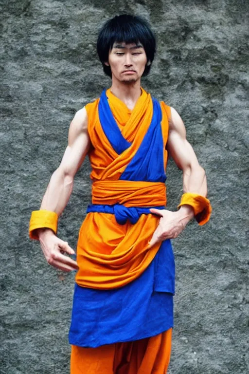 Image similar to Sangoku as a real human