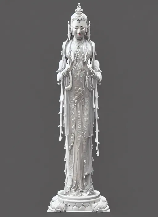 Image similar to a art deco sculpture statue of full body guanyin, intricate complexity,, statue by jane hamilton, ruan jia, character concept, radiant light,, frostbite 3 engine, cryengine, dof, trending on artstation, digital art, fantasy detailed abackground