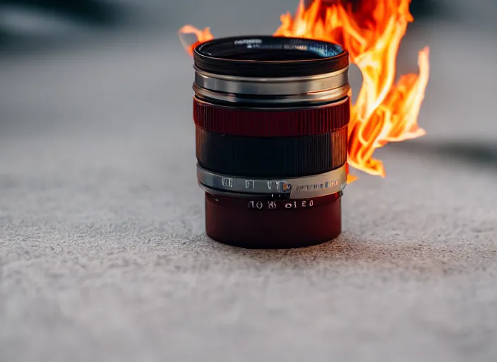 Prompt: dslr photograph of a jar filled with fire, 8 5 mm f 1. 8