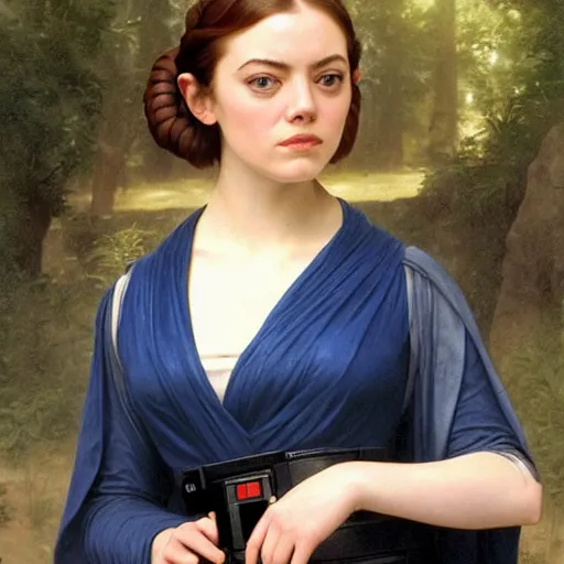 Image similar to emma stone as princess leia in star wars, by william bouguereau