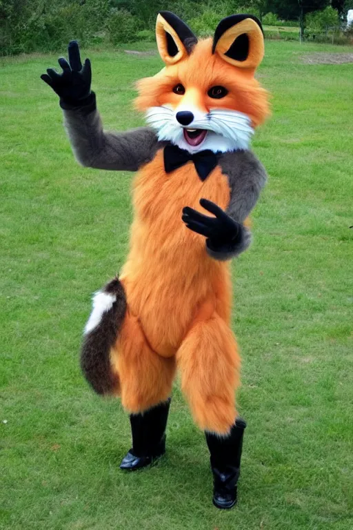 Image similar to an anthropomorphic fox, fursuit!!!!, cosplay