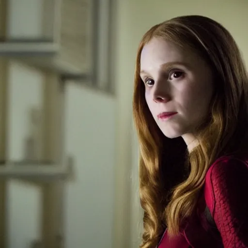 Prompt: Erin Moriarty as Scarlet Witch
