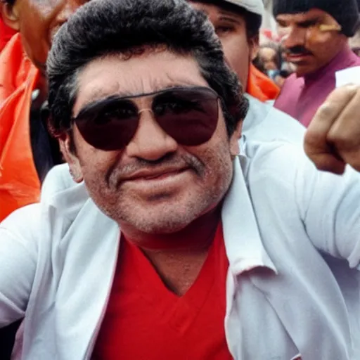 Image similar to maradona at a demonstration against hard drugs and hiv