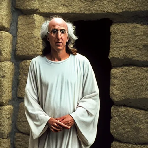 Image similar to Larry David as Jesus Christ, photo, 8k