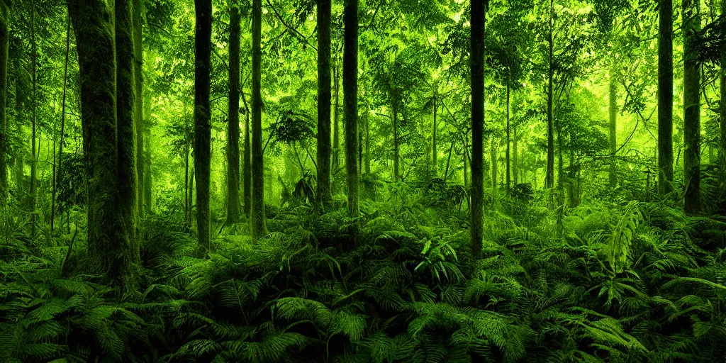Image similar to lush forest, dense vegetation, against light, bright details, contrasting, daylight, highly detailed, by dieter rams, national geographic magazine, reportage photo, natural colors