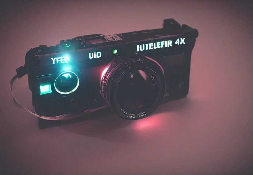 Image similar to a ultra realistic hyper realistic underexposed fujifilm 800 photograph intricate device for neon injection