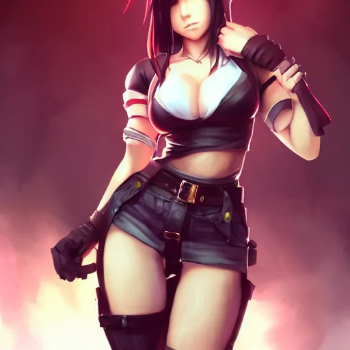 Prompt: alternate outfit of tifa lockhart by WLOP, rossdraws, Logan Cure, Mingchen Shen, BangkuART, sakimichan, yan gisuka, JeonSeok Lee, zeronis, Chengwei Pan on artstation