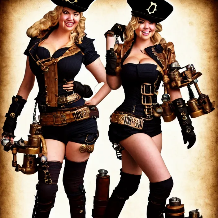 Image similar to full body photograph of kate upton as a steampunk pirates. Extremely detailed. 8k