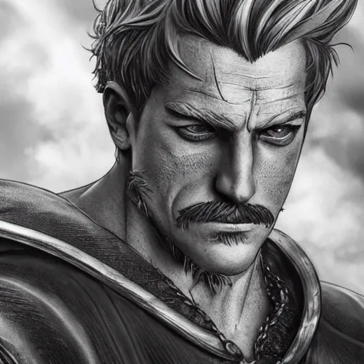 Prompt: hyperrealist highly detailed portrait of Escanor the Sin of Pride, Nanatsu No Taizai, Seven Deadly Sins, concept art pascal blanche dramatic studio lighting 8k wide angle shallow depth of field