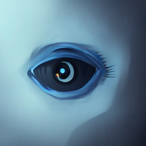 Prompt: A portrait of a humanoid eye monster, dark, blue light, black gradient background, digital painting, matt painting, trending on artstation and unreal engine