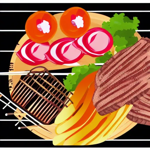 Image similar to barbeque vector art hyper realistic