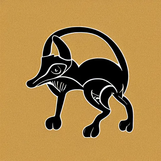 Image similar to circular logo of a stylized muad'dib jerboa from dune