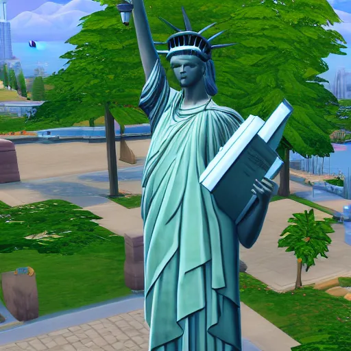 Image similar to a screenshot of the statue of liberty in the sims 4